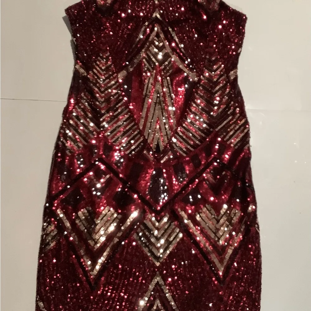 Bisou Bisou Burgundy Sequin Mini Dress - Image 2
