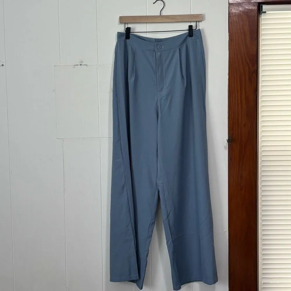 Cider  Wide Leg Pleated‎ Tailored Pants Blue Size Large - Image 2