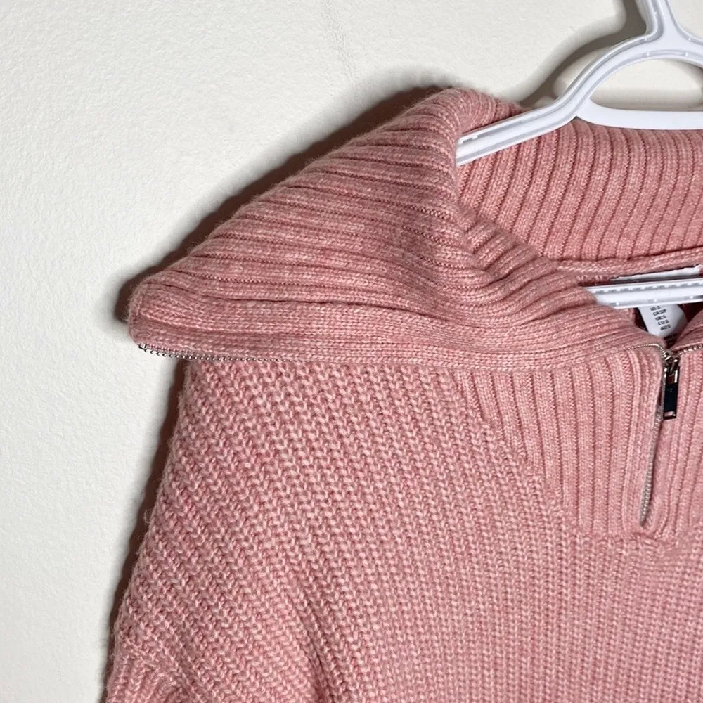 Cupcakes and cashmere quarter zip ribbed knit sweater in salmon pink size S - Image 4