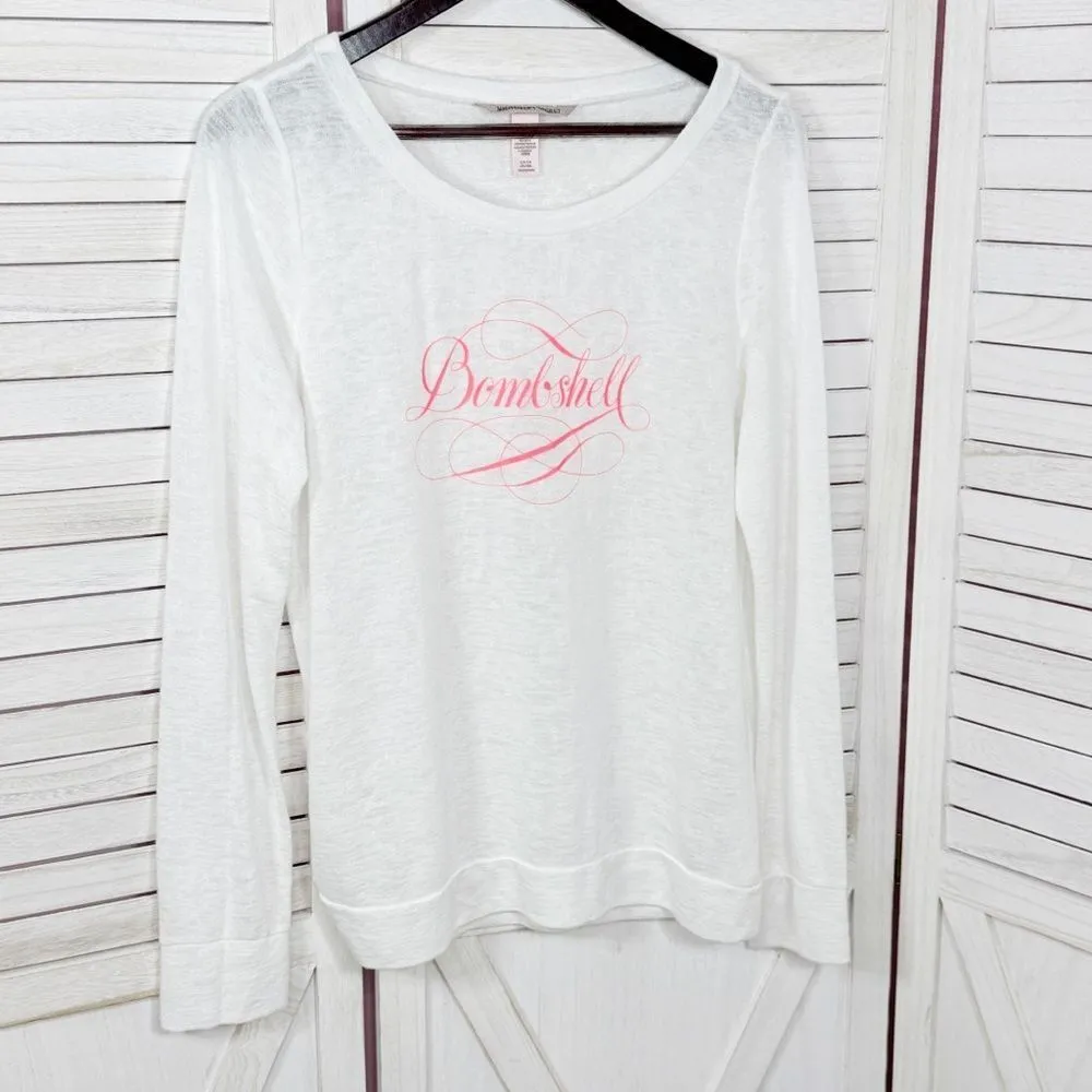 Victoria’s‎ Secret Bombshell Burnout Slub Knit Long Sleeve Tee Shirt White Small - Image 9