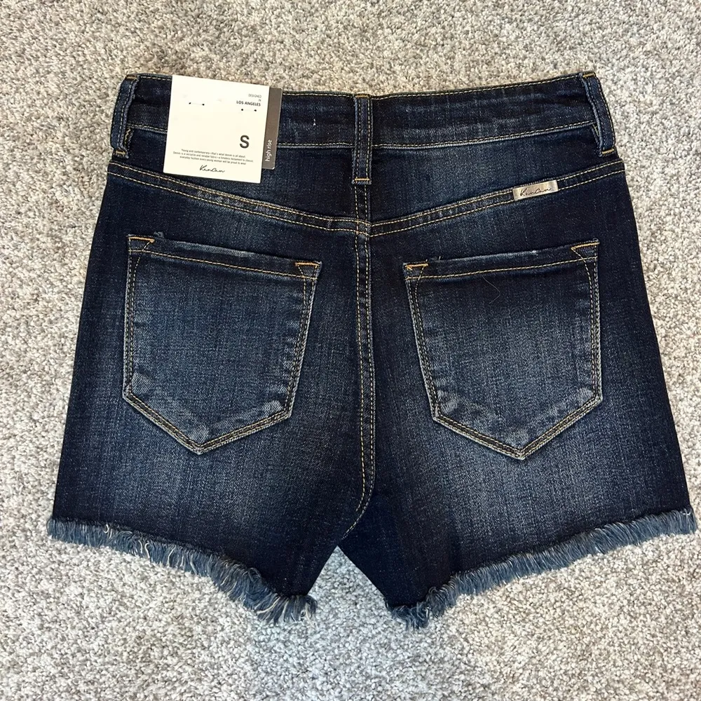 KanCan‎ high rise Dark Blue Denim cut off Women Shorts size small new with tags - Image 2