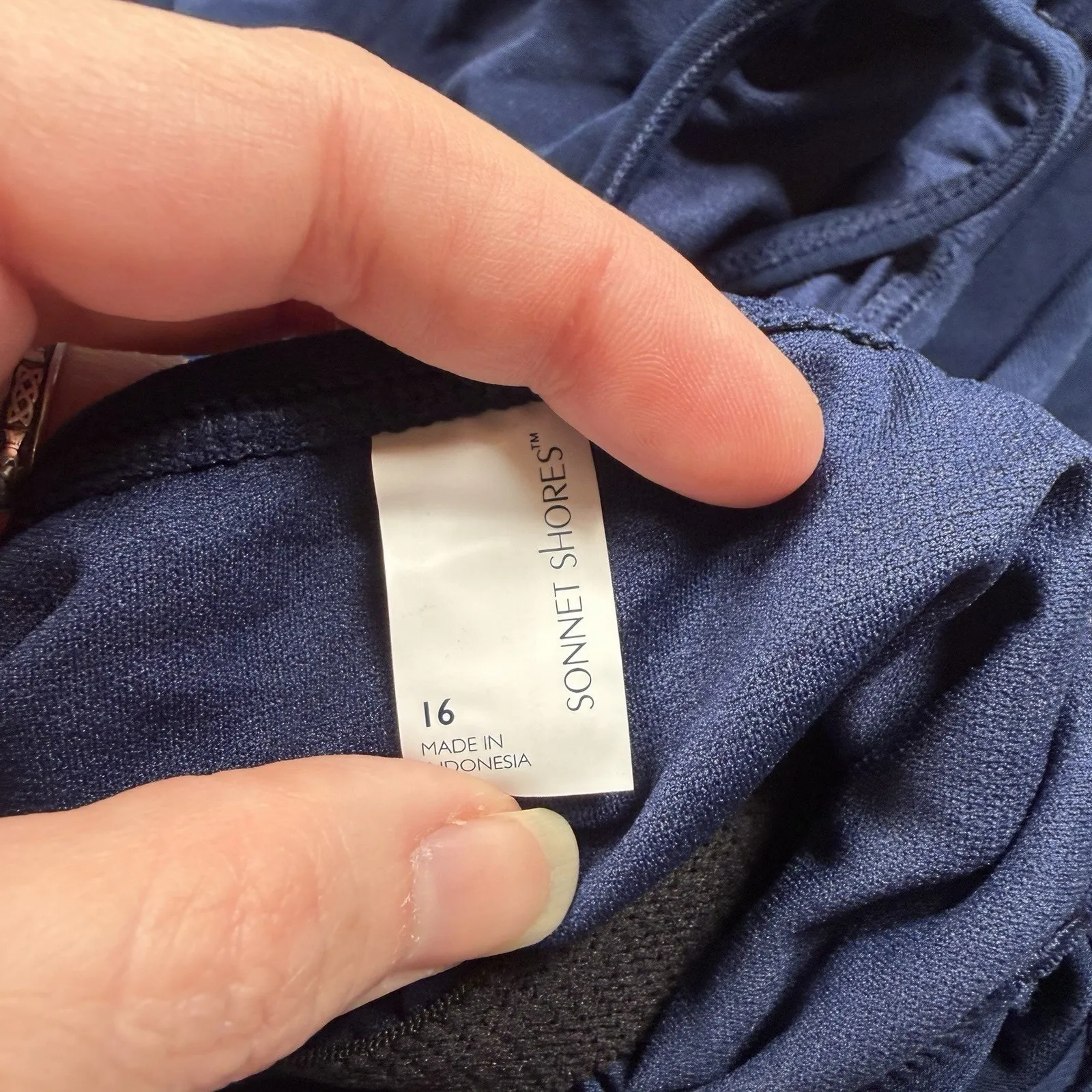 Sonnet Shores Tankini Top Womens Size 16 American Navy Sewn In Pads Tiered Blue - Image 4