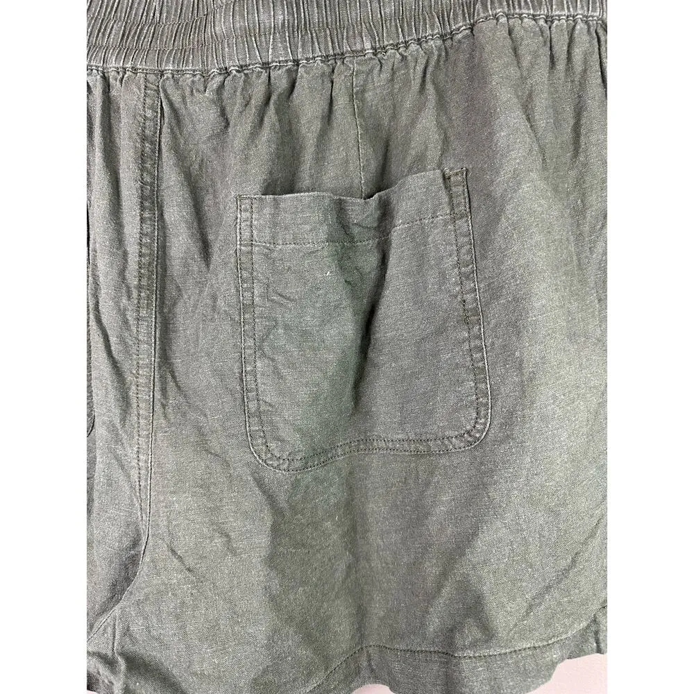 Torrid Linen Spandex Blend Green Pull On Drawstring Pocket Shorts Size 0 - Image 4