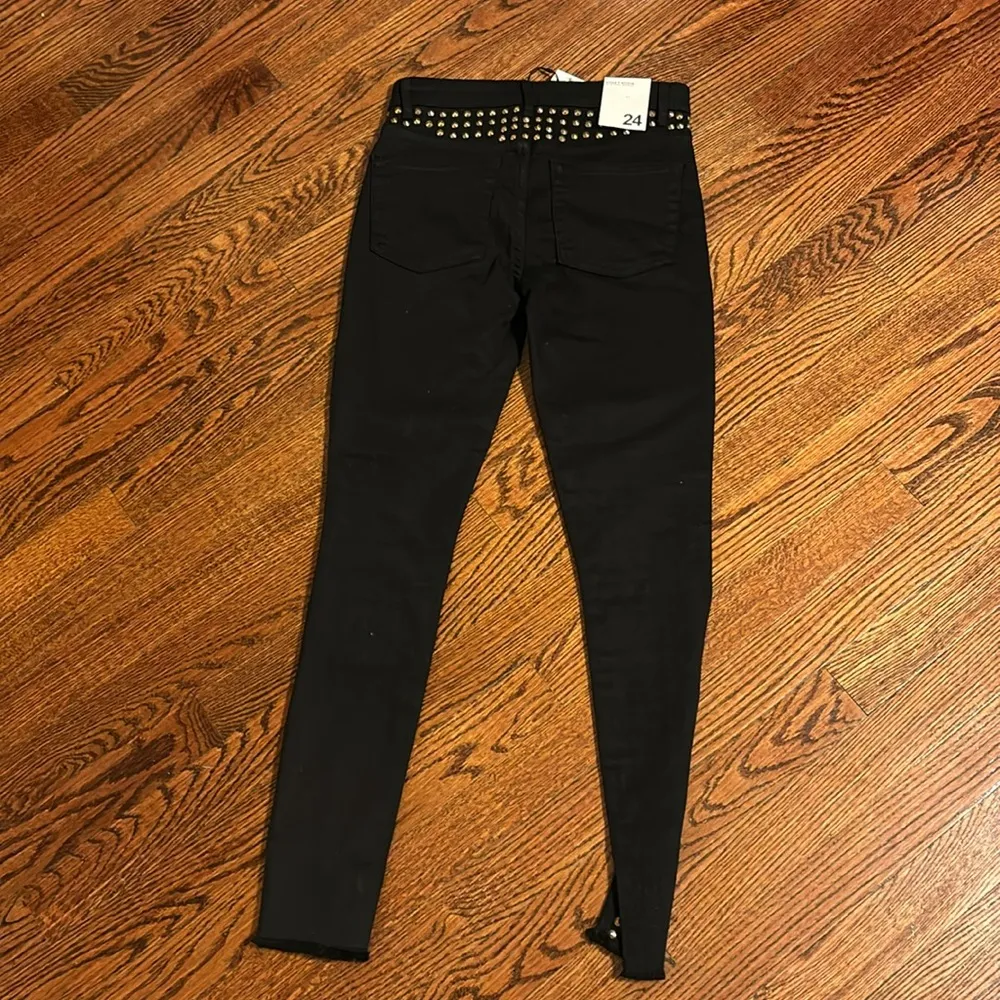 Alice + Olivia Black Skinny Gold Studded Jeans - Image 4