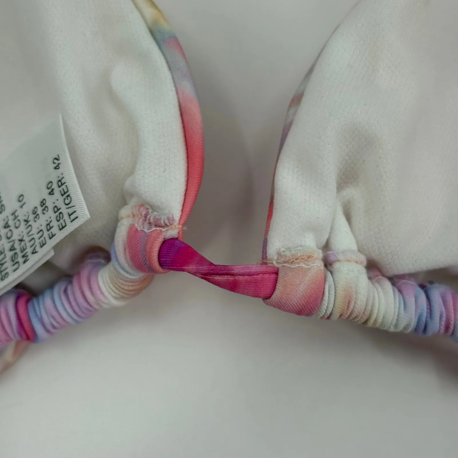 BASTA SURF Bikini Top Size Small NEW Triangle String Tie Dye Swim Beach NWOT Pink - Image 8