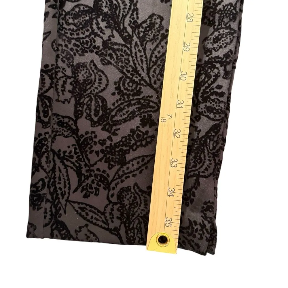 Chico's 00‎ Slimming Black Floral Velvet Flocked Ankle Pants Women US XS Burnout - Image 9
