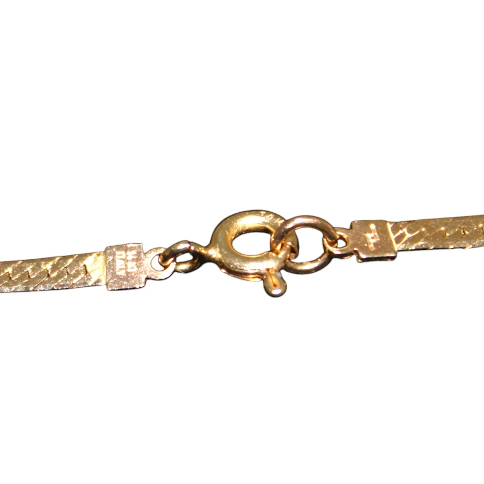 Vintage 14k Solid Gold 585 Gold Herringbone Flat Necklace Made in Italy - Image 6