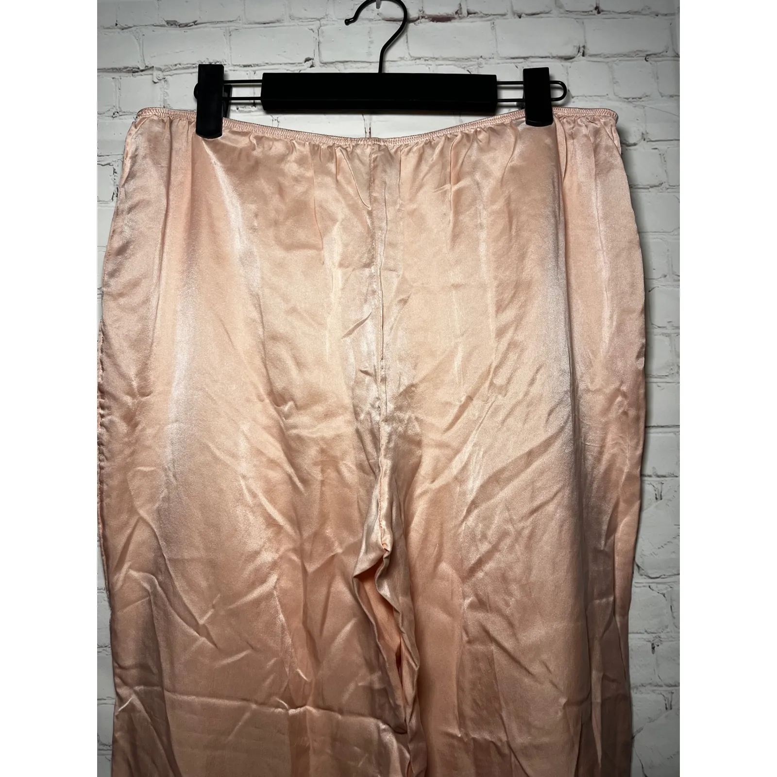 Vintage Y2K 100% Silk Blush Pants Minimalist Balletcore Wide Leg Trousers Large Pink - Image 4