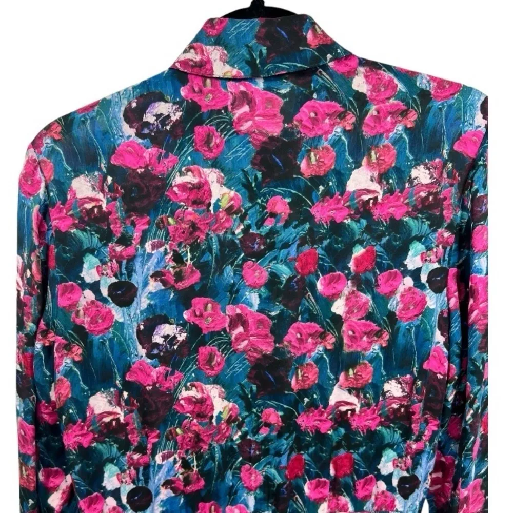 Haute Hippie Floral Print Silk Henley Shirt Dress‎ S - Image 12