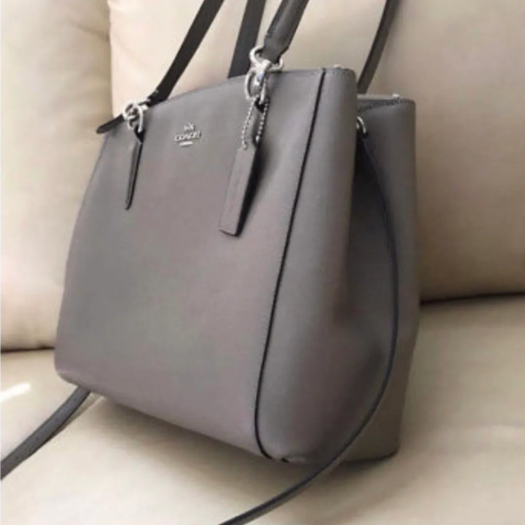 Coach NWT  Christie Crossgrain Leather Carryall Handbag Satchel Fog Gray F57525 - Image 8