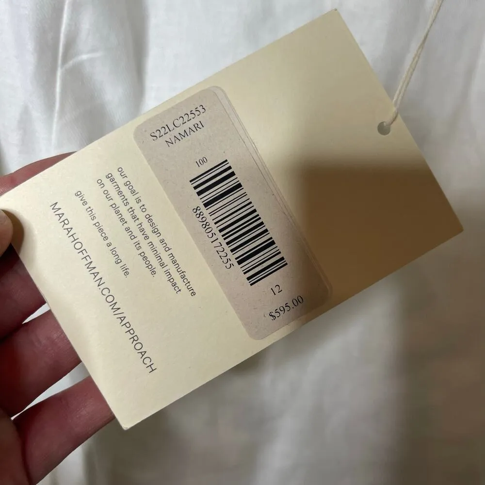 NWT Mara Hoffman White Linen NAMARI Pencil DRESS Puff sleeve sz 12 - Image 6