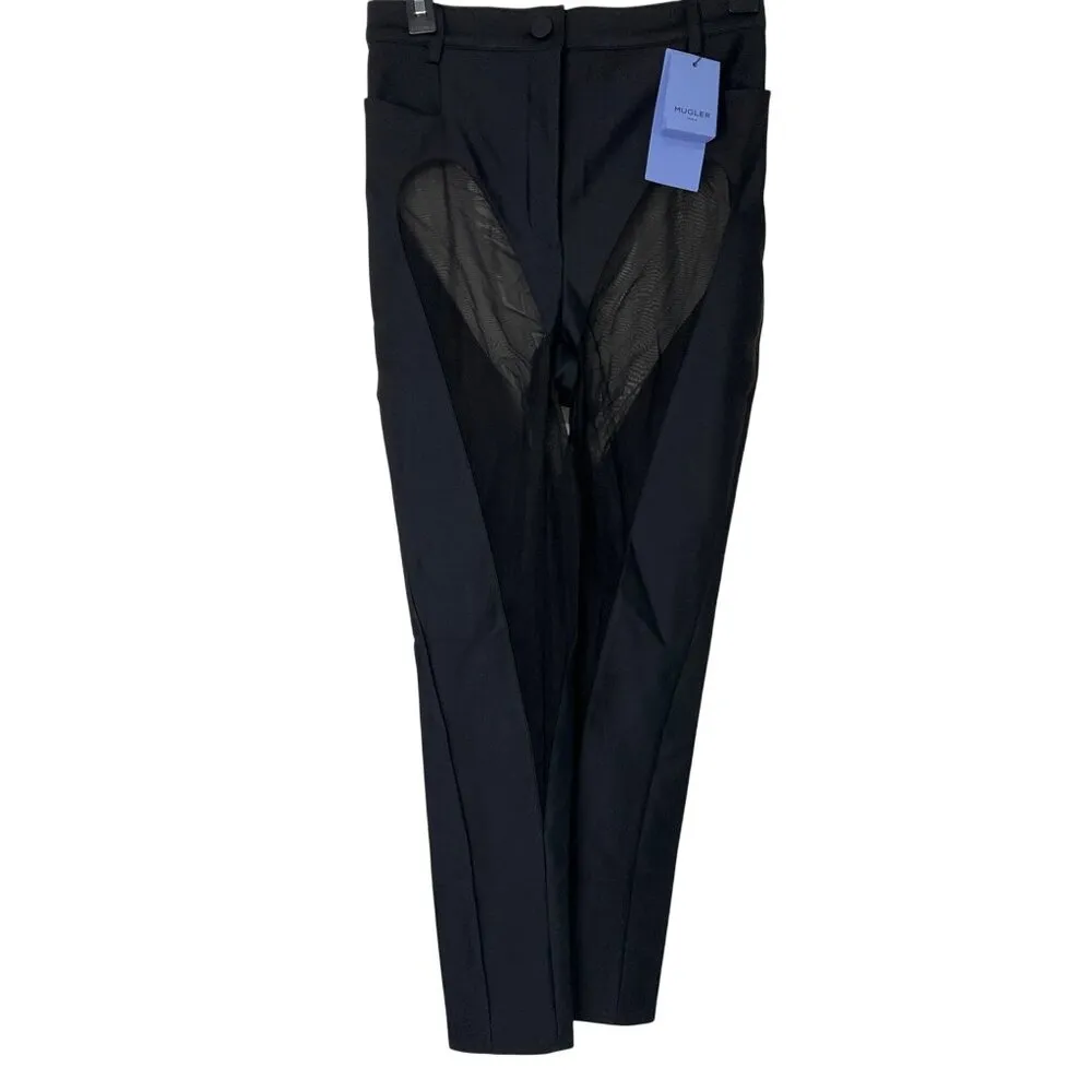 Mugler Tulle Stretch Leggings in Black & Black 38 New Womens Pants Trousers Size undefined - Image 5
