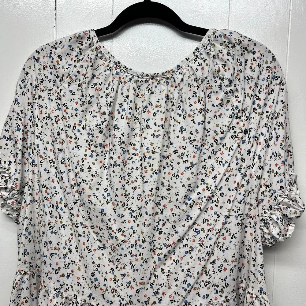 Beach Lunch Lounge Womens Floral Bohemian Romantic Cottage Peplum Top Size Lage - Image 7