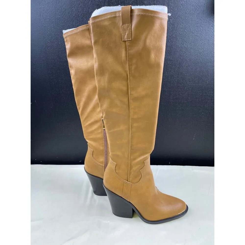 Franco Sarto Women's Camel Stretch Tall Boots/Shoes Heels 4" Size 9M SKU 5163 - Image 5