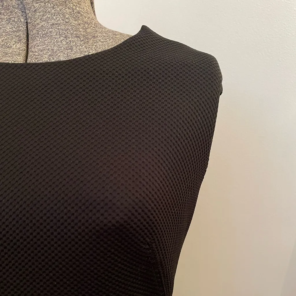 Rebecca Taylor Stacy Textured Fit & Flare Scalloped Flounce Hem Dress Black~4 - Image 8