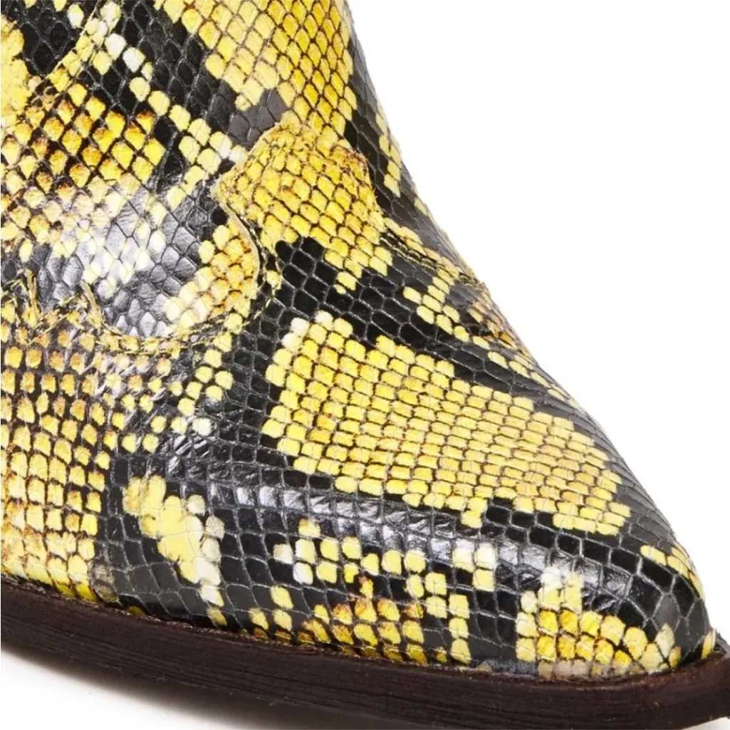 Sam Edelman yellow snakeskin boots. / booties reptile size 10 - Image 4