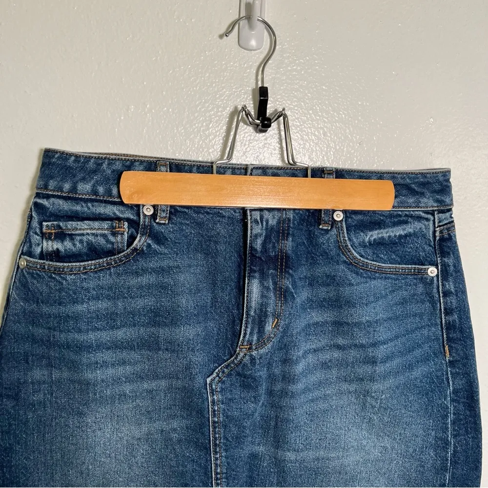 Loft Denim Frayed Skirt Cut Off Medium Wash 4 - Image 4