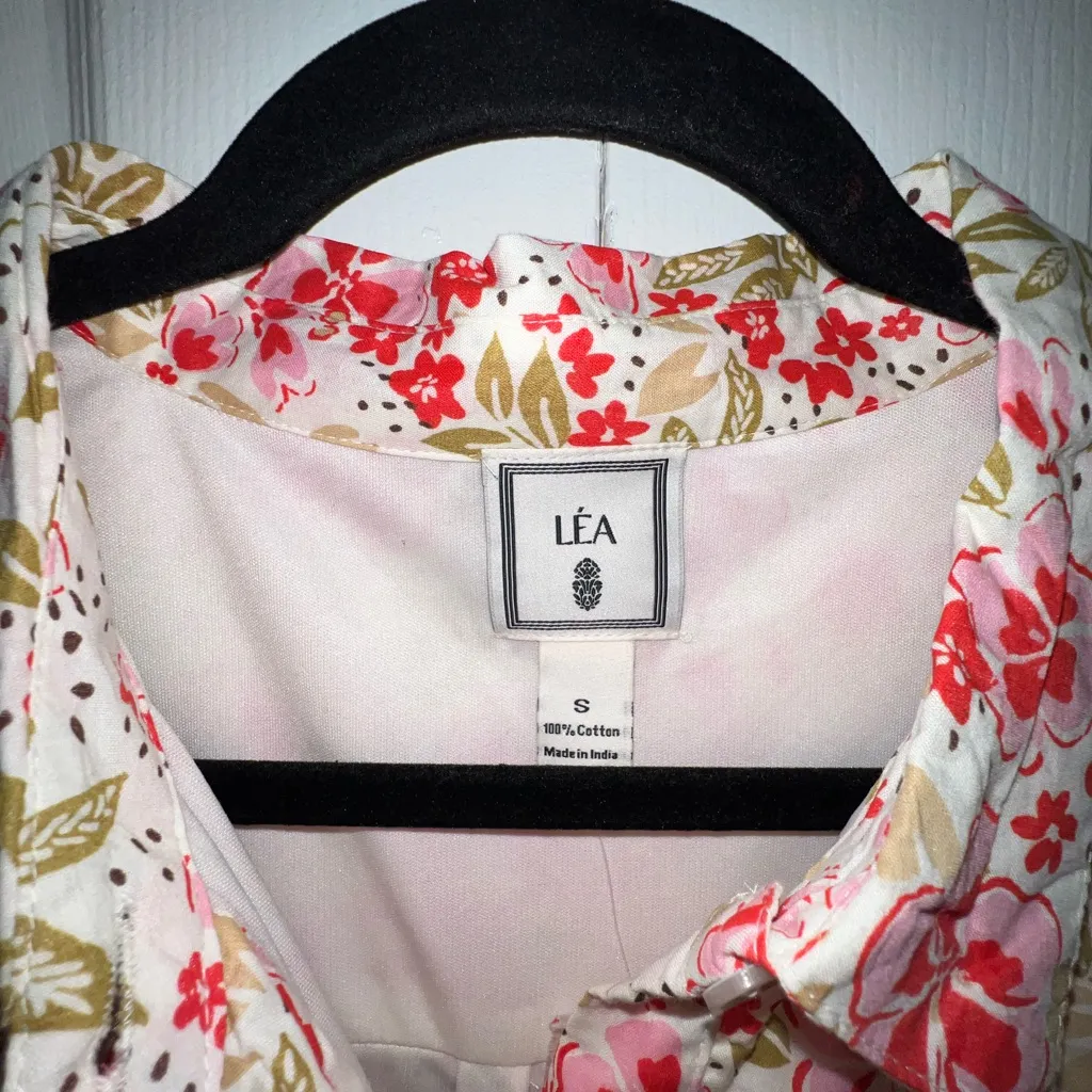 Anthropologie LEA Floral Red and White Maxi Dress 100% Cotton - Image 2