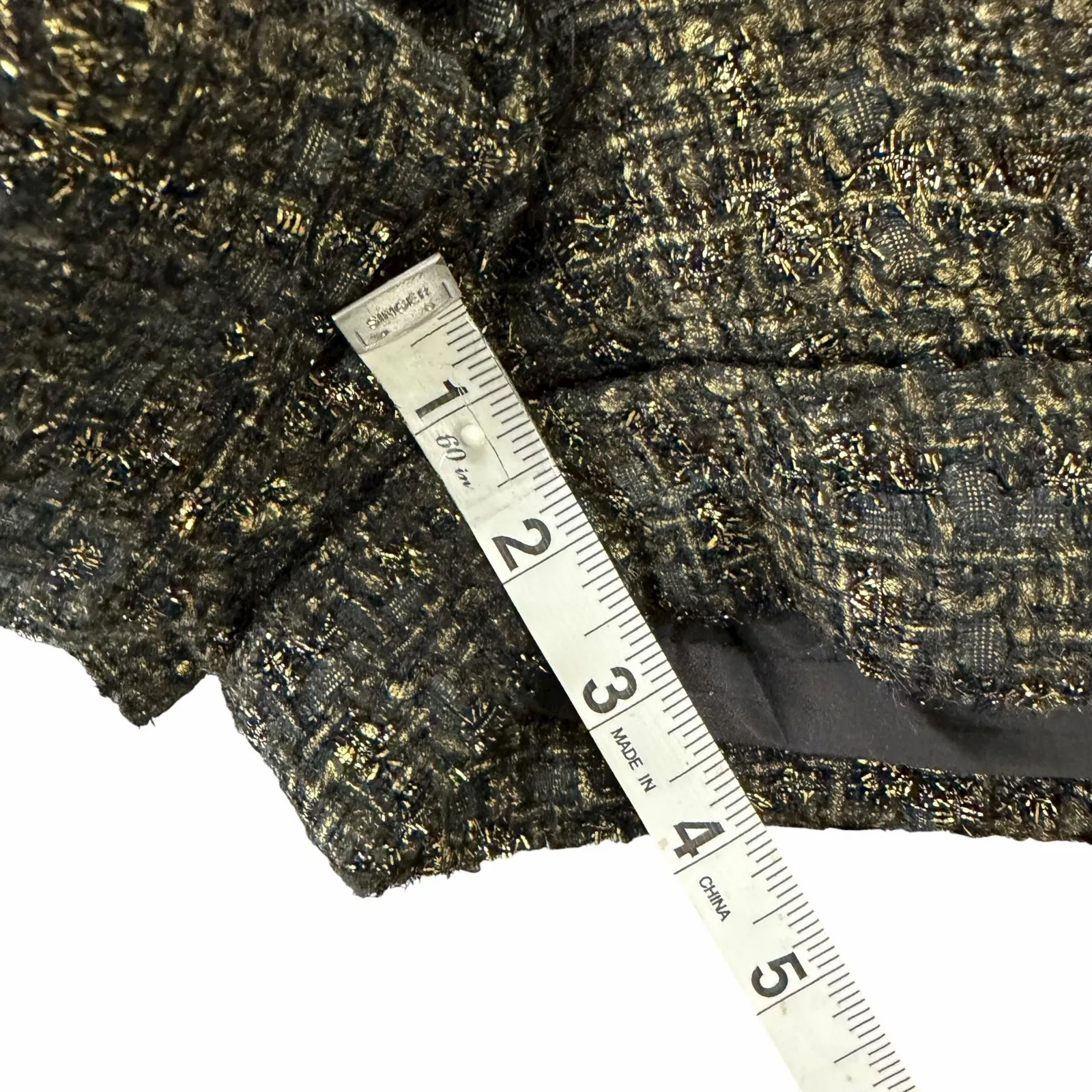 Express Metallic Tweed Shorts Womens 6 Black Gold Pockets Cuffed Lined Chic Y2K - Image 9