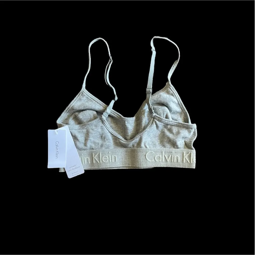 Calvin Klein Gray Logo Cotton Bralette Size M - Image 2