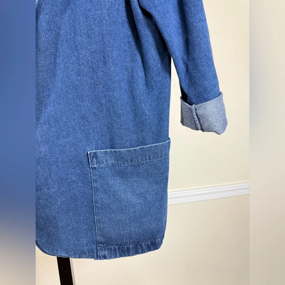 Oversized Denim Blazer Jacket Large Vintage 90s Casual Jean Slouchy Cotton Blue - Image 3