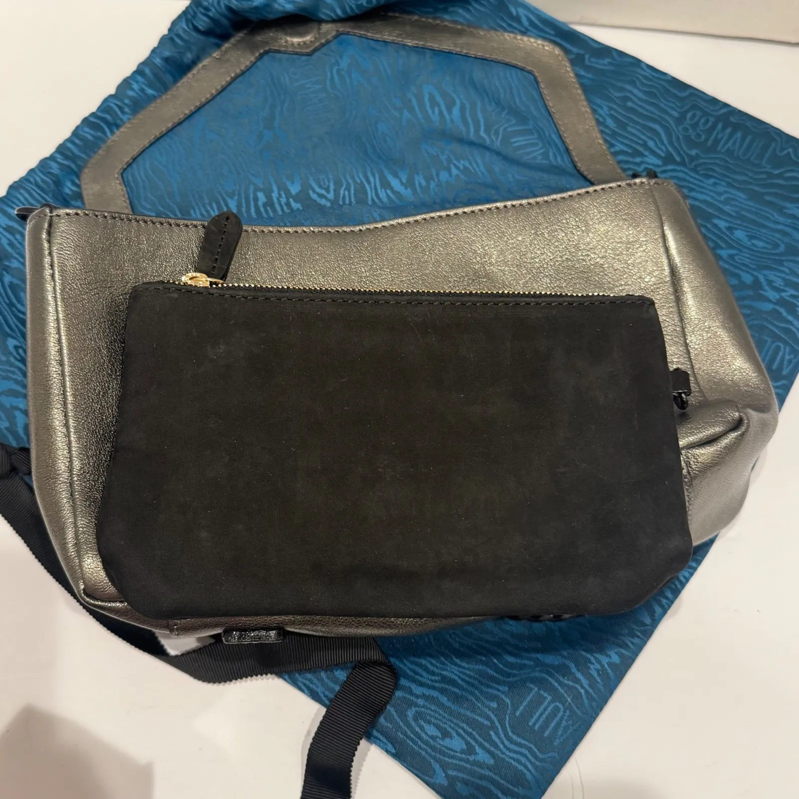 GG Maull Metallic Silver Studded Envelope Clutch Crossbody Bag "The Outlaw" $675 - Image 13