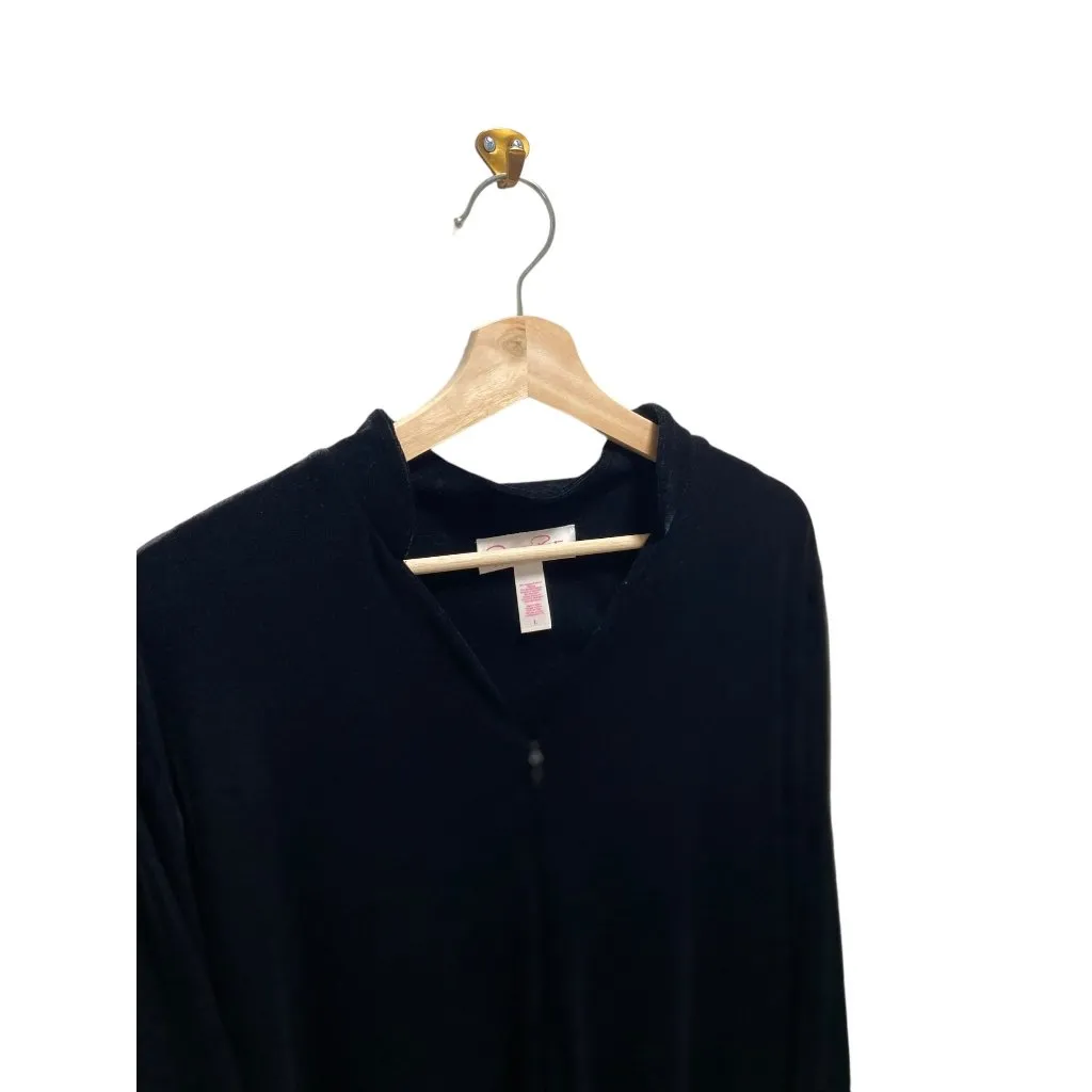 Oscar De La Renta Pink Label Velvet Robe Black Size L - Image 9