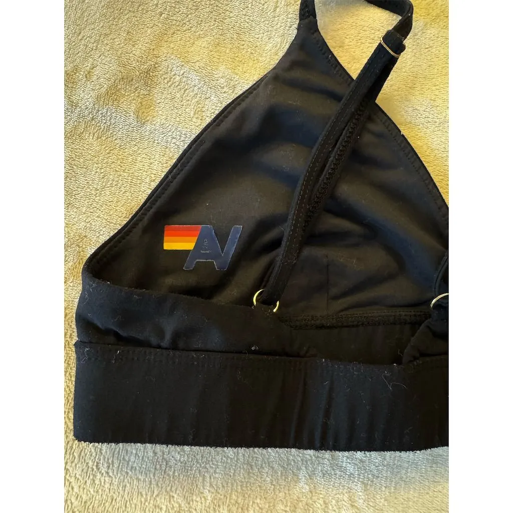 Aviator Nation Women's Black Triangle Bralette M Adjustable Straps Standard - Image 4