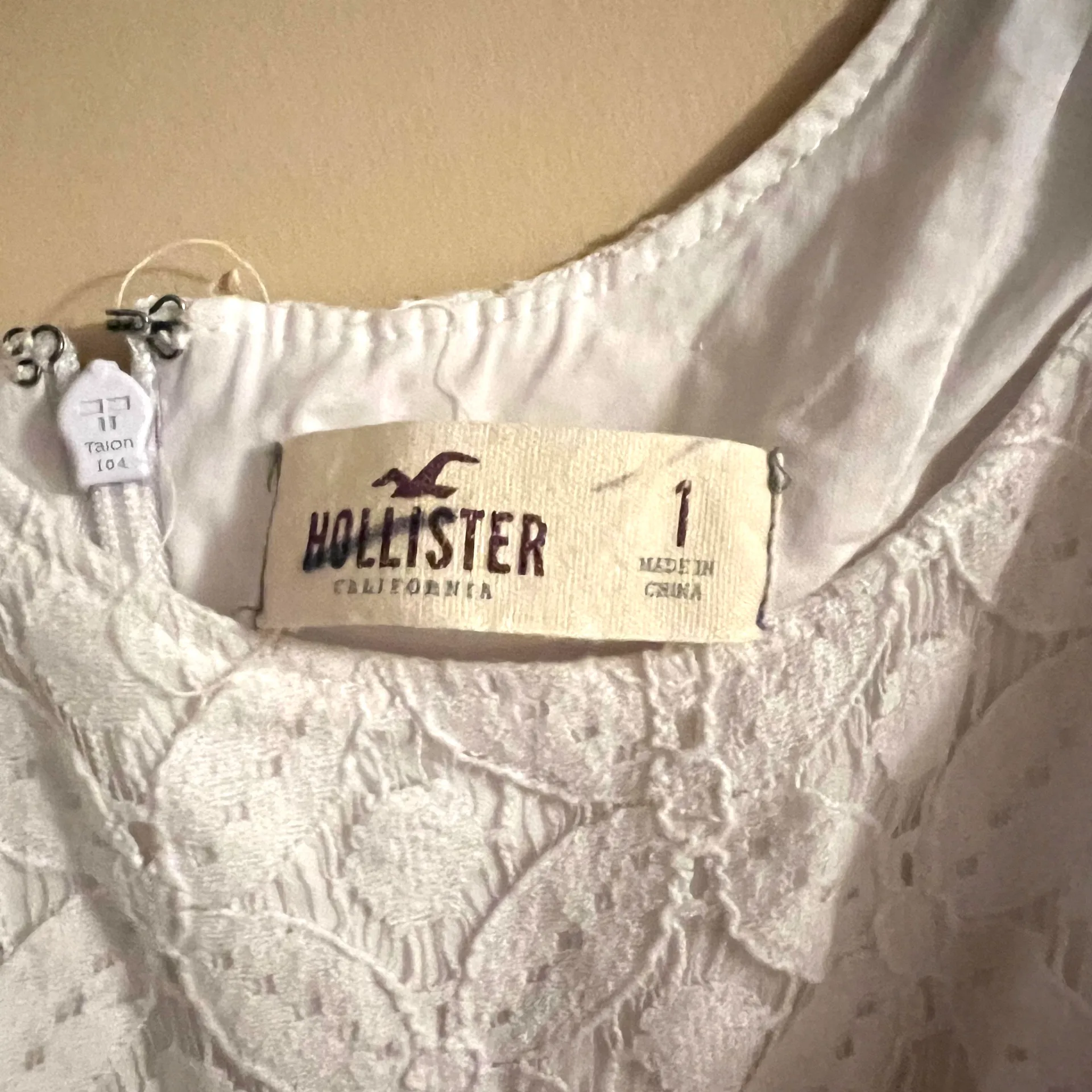 Hollister White Lace Eyelet Mini Dress - Image 4