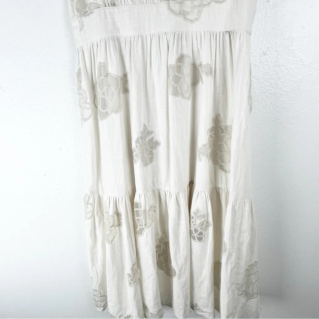 CABI Laguna Cream Linen Blend Slip Dress And Duster Dress Set #6590, Size Medium - Image 8