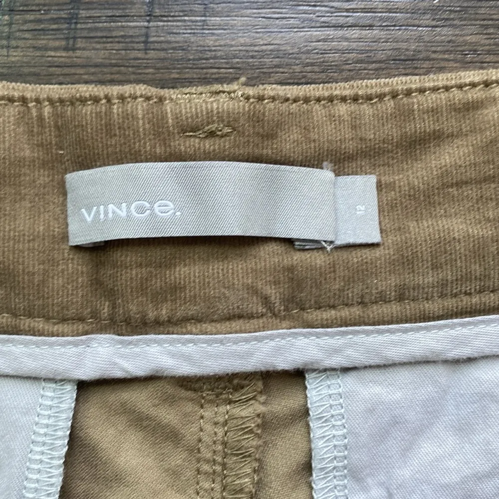VINCE Cropped Corduroy Pant Womens Sz 12 Tan Casual Corporate Preppy - Image 3