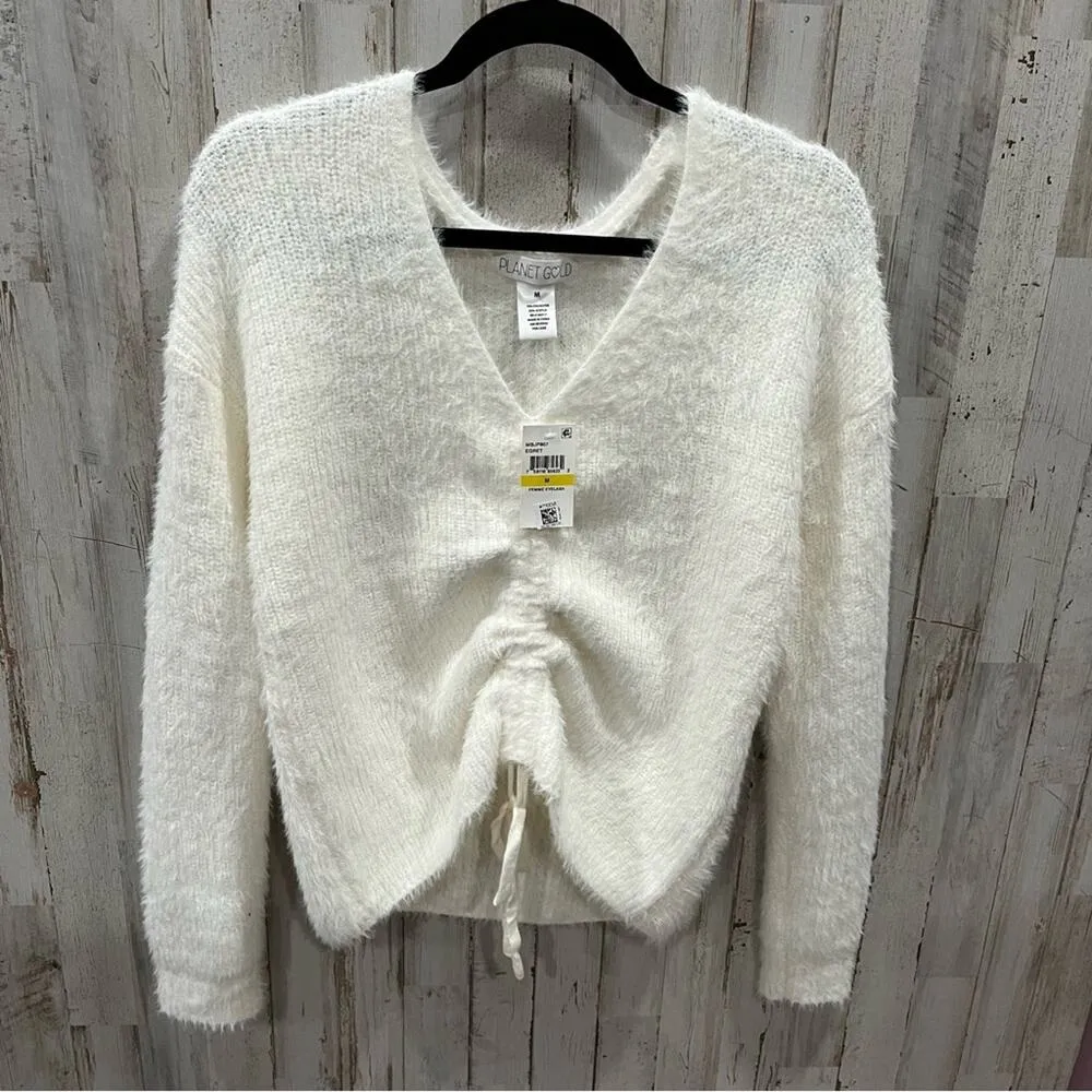 NWT PLANET GOLD Juniors' Eyelash-Knit Drawstring Sweater - Image 2