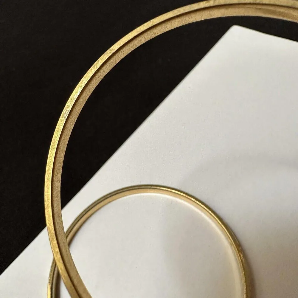 Monet Lot Of 2 Skinny Bangle Bracelets 7 3/4 Inch Gold Tone 1 White Enamel - Image 7
