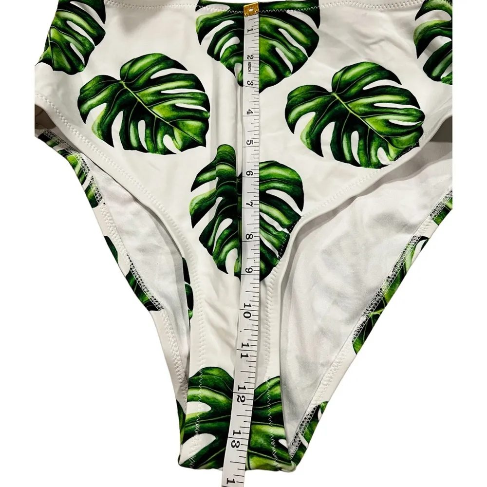 Cupshe  Monstera High Waisted Bikini Bottoms Size L NWT - Image 7