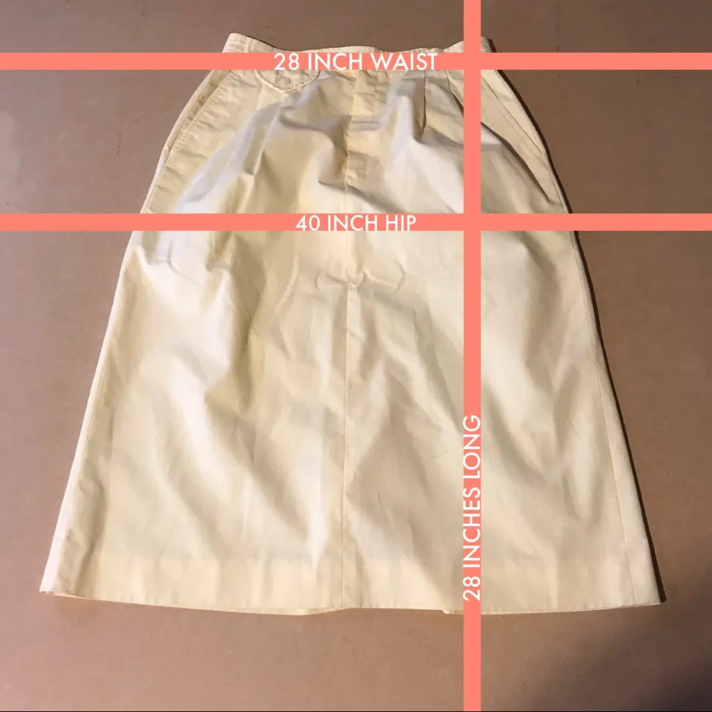 VINTAGE LADY HARLIN PALE YELLOW COTTON MIDI SKIRT (M) Size 12 - Image 8