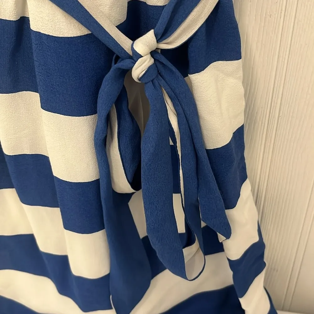 Banana Republic Blue & White Striped Summer Dress with Belt - Image 3