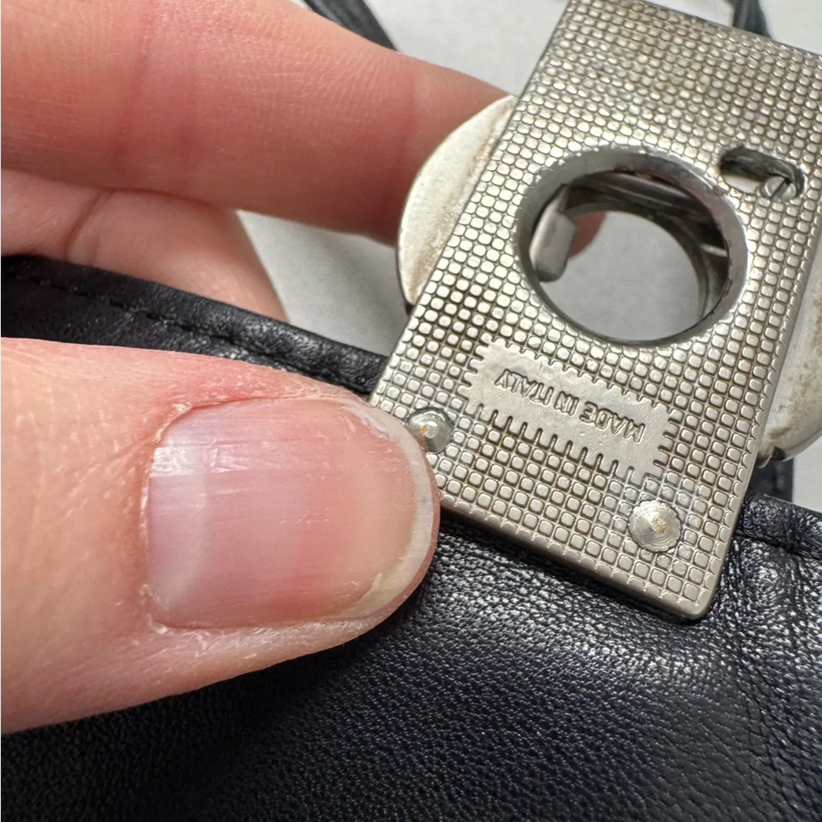 Perlina New York Black Leather Crossbody Bag Handbag Purse Womens Classic - Image 5