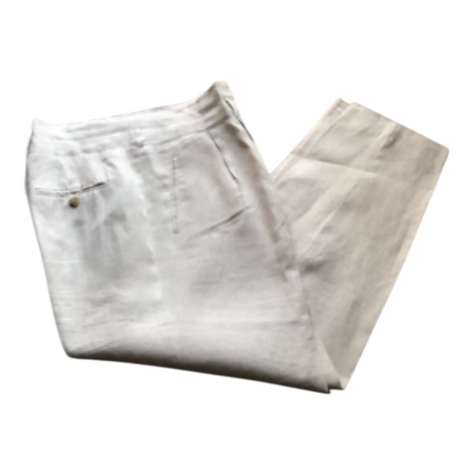 Neiman Marcus Linen Dress Pants Beige Pleated Front Lined Women’s Size 10 - Image 6