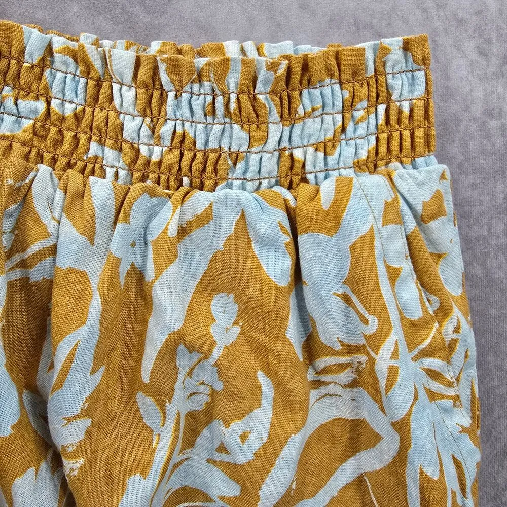 Ava & Viv Yellow White Linen Pull Up Shorts Plus 2X - Image 4
