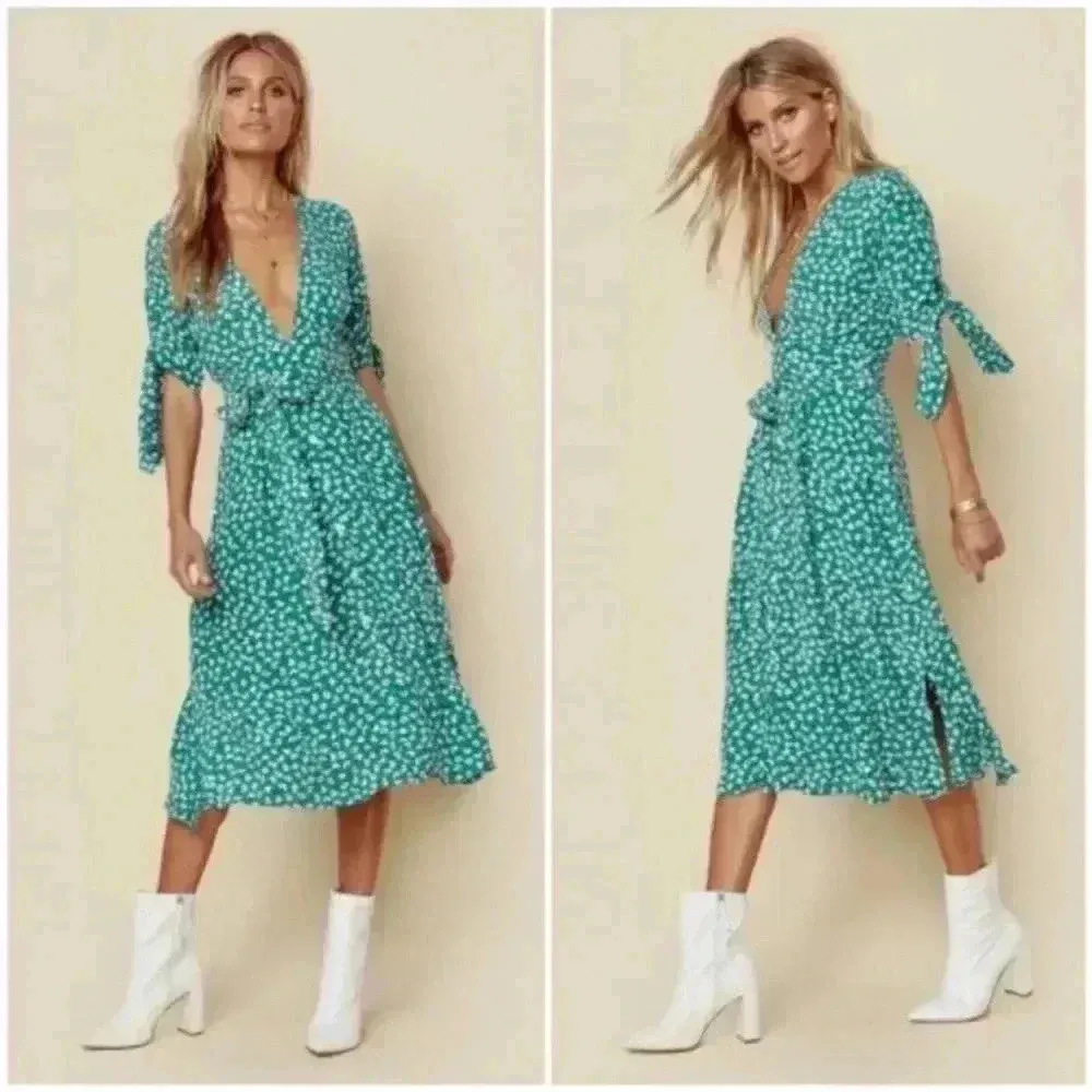 NWT Faithfull The Brand Nina Midi Dress Vintage Bloom Green Size 10 - Image 5