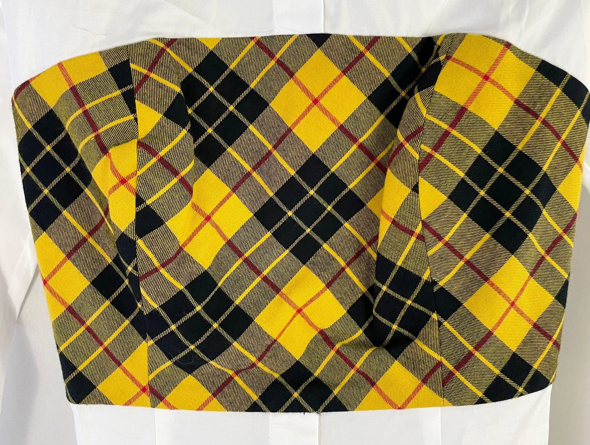 New  Plaid Bodice Overlay Button Down Shirt Monroe Yellow White - Image 7