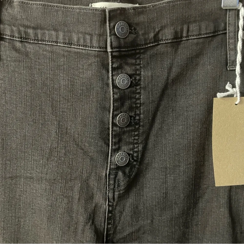 Madewell Black Wash Raw Hem Button-Fly 9” High-Rise Skinny Jeans Size 37P NWT - Image 3