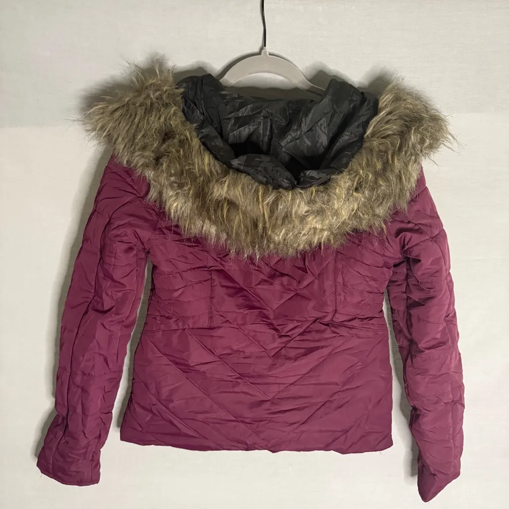 Maralyn & Me Women's Zinfandel Faux Fur Trim Hooded‎ Puffer Coat Size XS - Image 5
