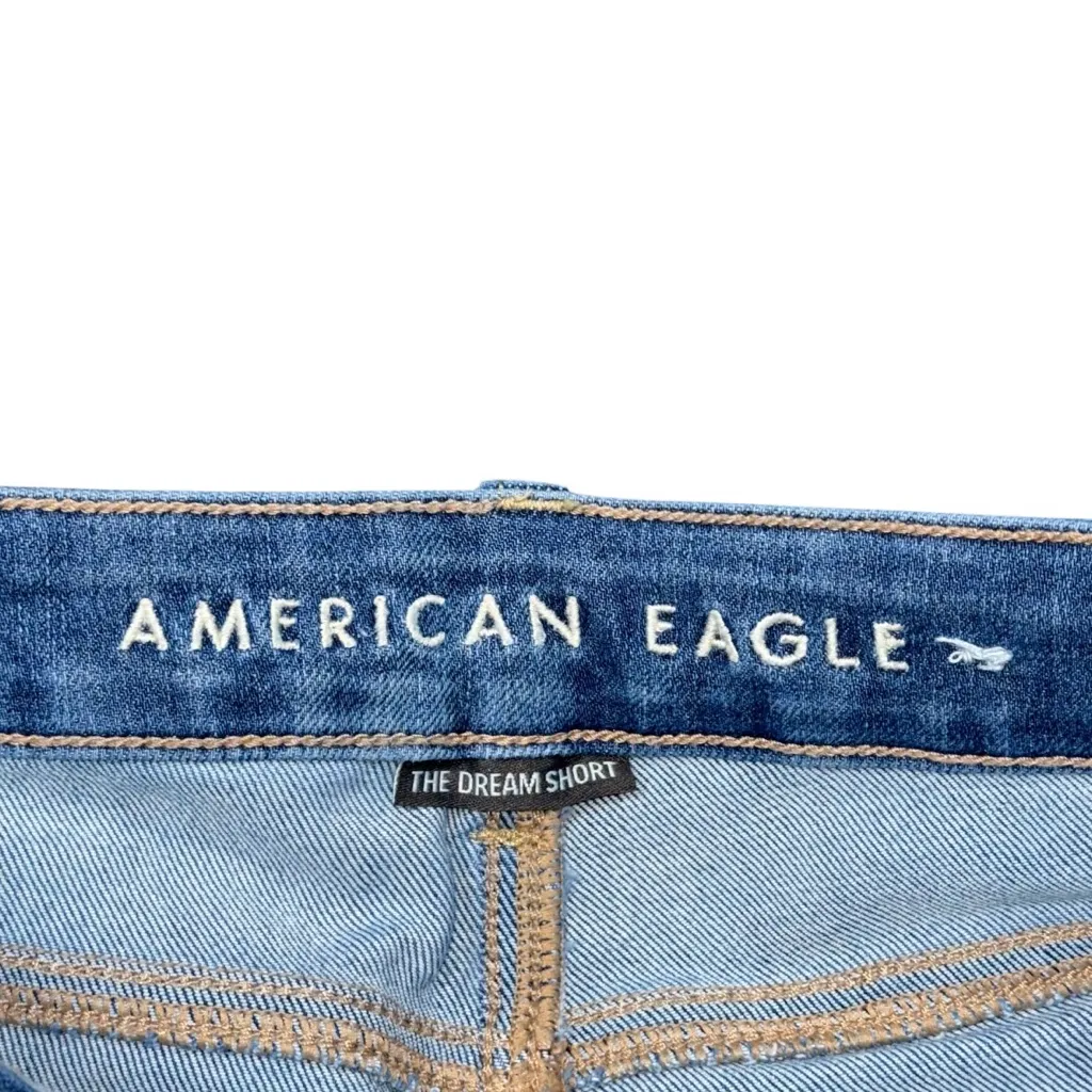 American Eagle The Dream Midi Jean Shorts Size 0 Distressed Frayed Hem Stretch - Image 4