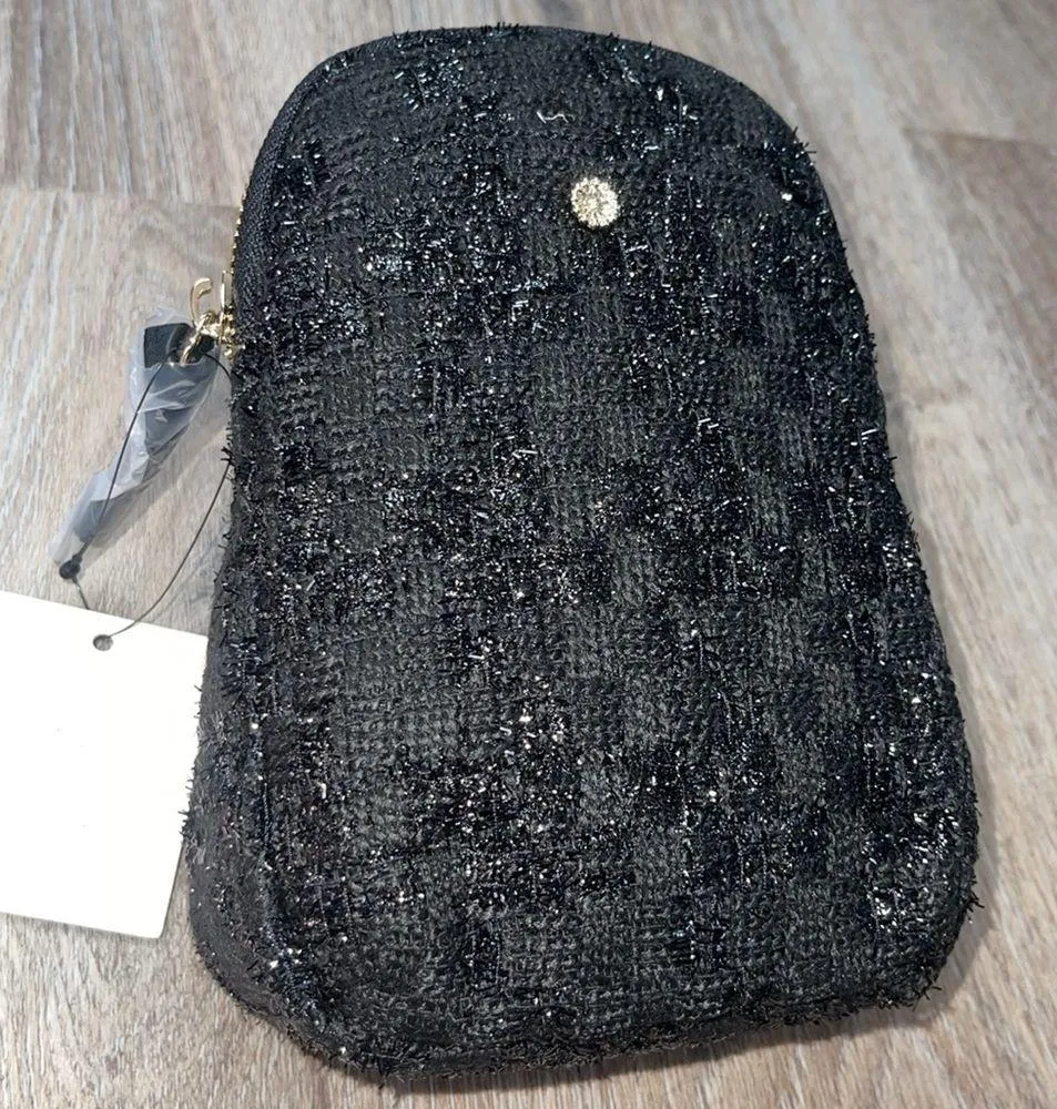 Lauren Conrad Black Tweed Textured Sling Crossbody/Mini Backpack - Image 5
