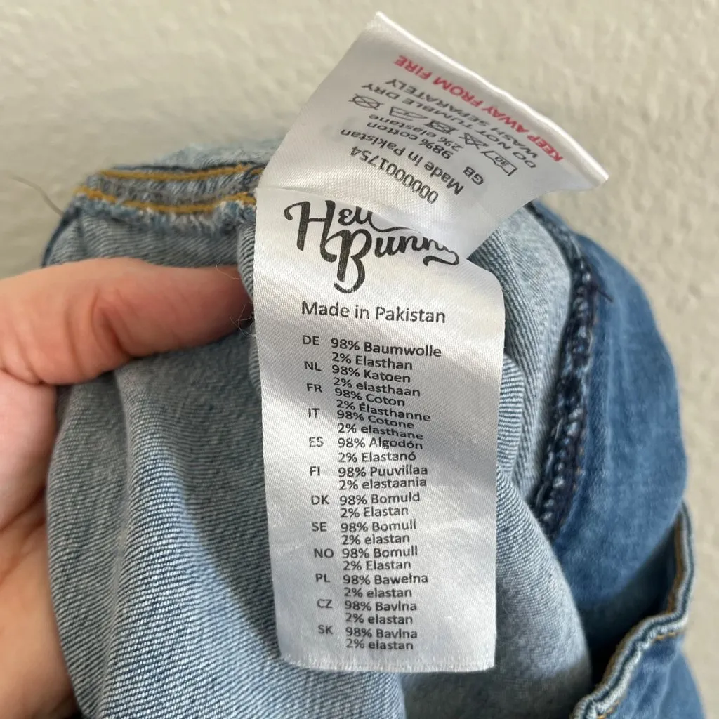 Hell Bunny Womens High Waisted Retro Pinup Denim Shorts Size Medium - Image 9