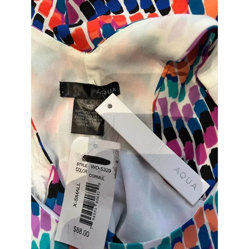 Aqua Zig Zag Stripe Mini Dress Multicolor NWT Size XS - Image 3