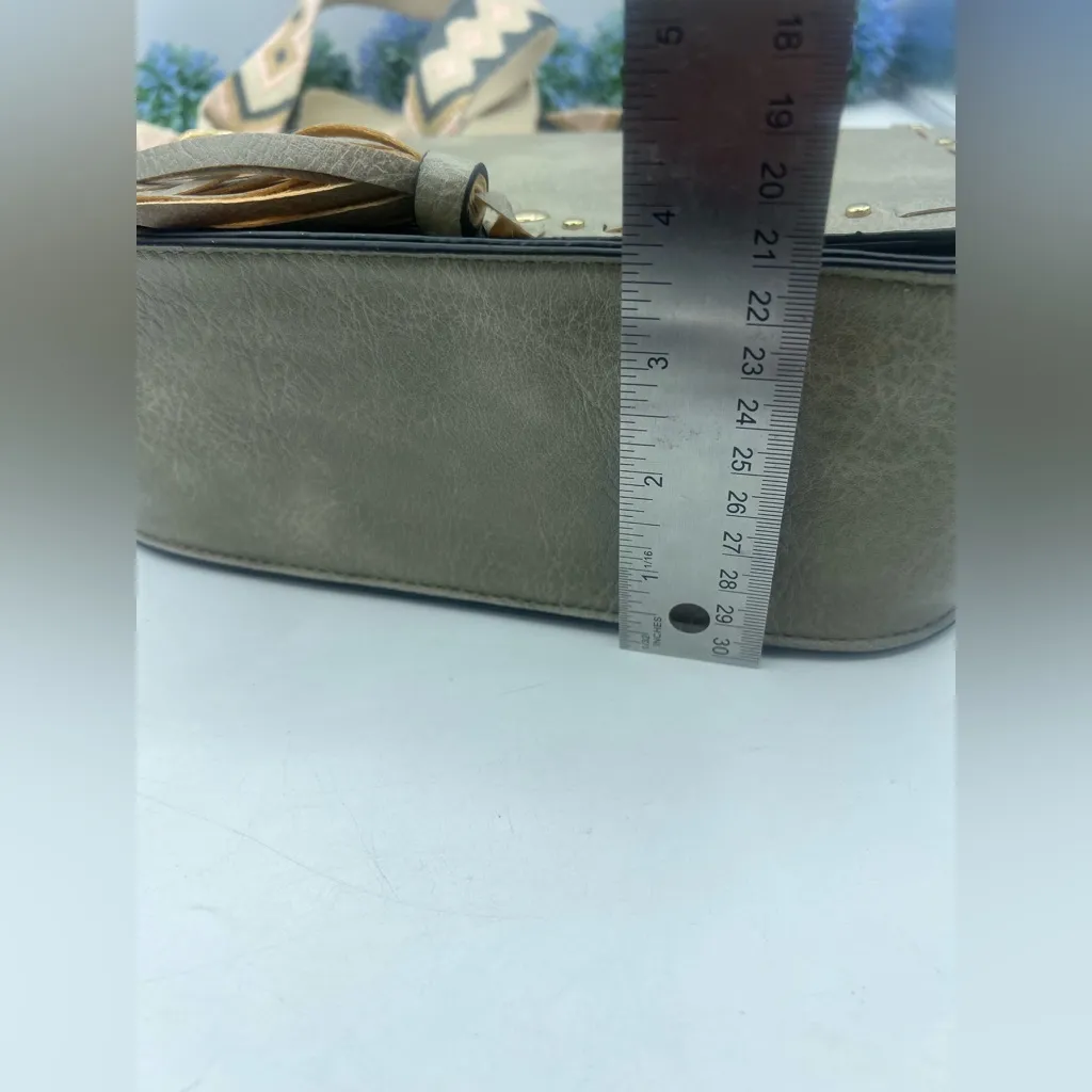 NEW Gray PETA Approved Vegan Pu Half Moon Xbody Bag Geometric Adjustable Strap - Image 16