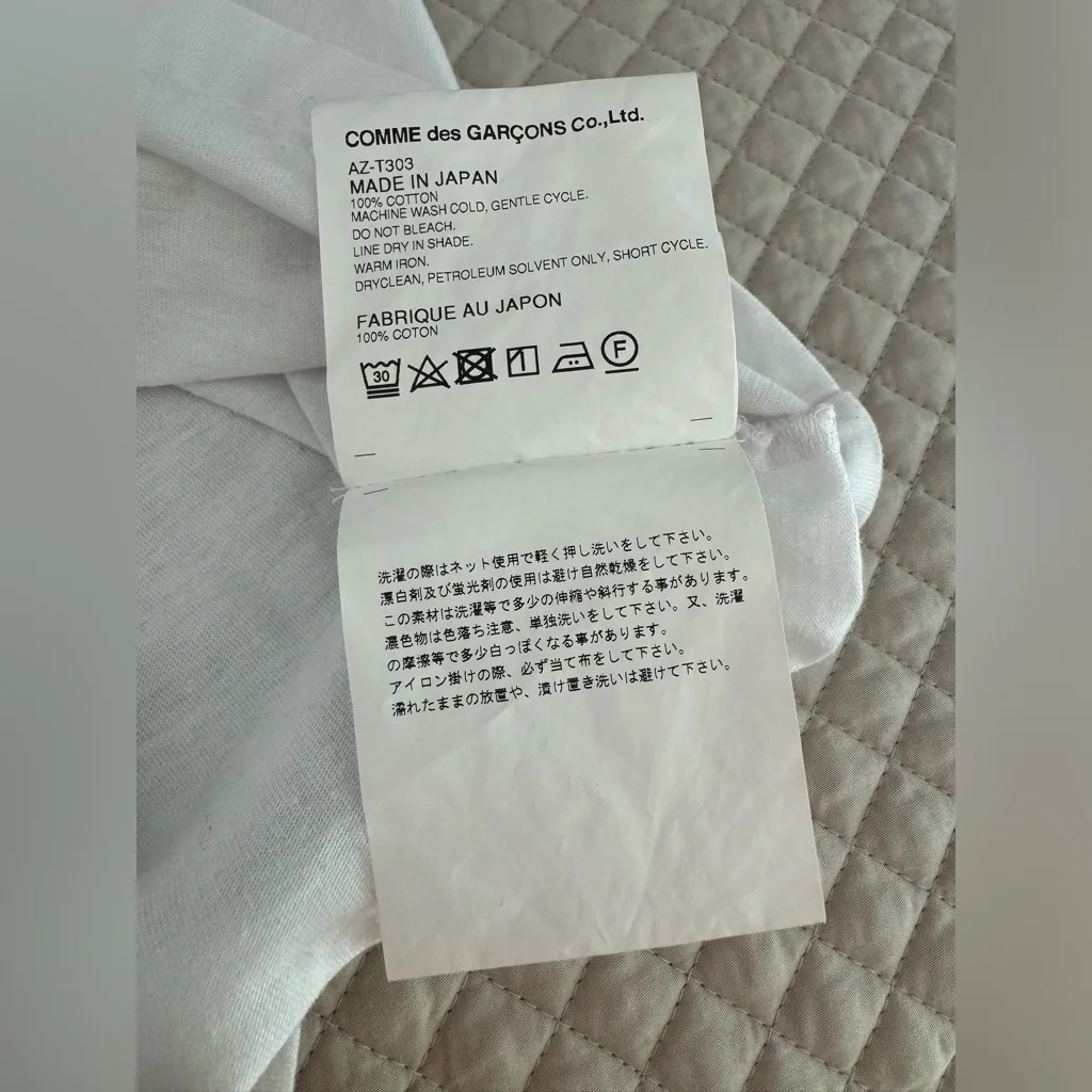 MINT Comme Des Garçons PLAY Short Sleeve White Classic Small Heart Shirt S XS - Image 9