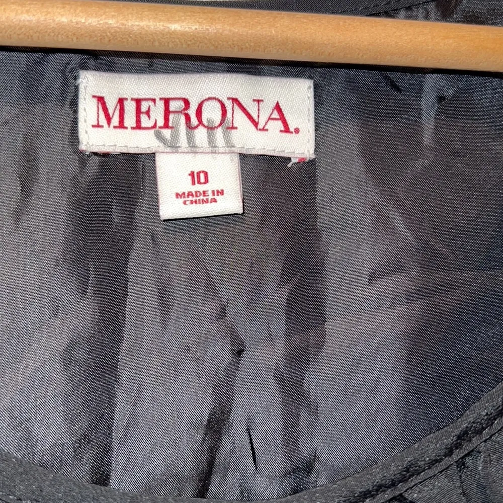 Merona LBD career sleeveless dress 10 knee length black scoop neck lined - Image 4